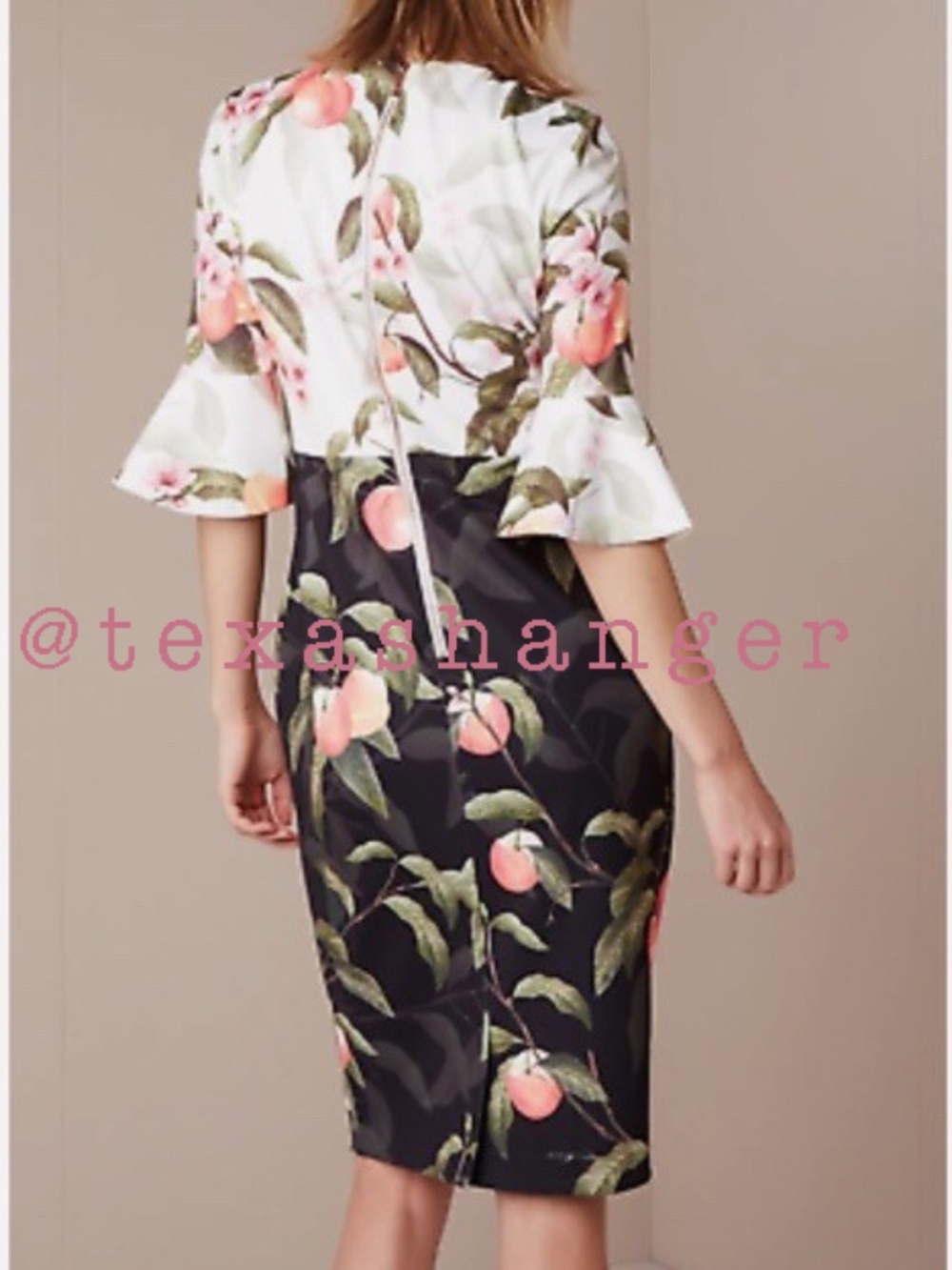 Ted Baker NWT Areea Midi Dress Size 8 Peach Blossom Print - Picture 4 of 16